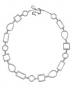 Geometric grandeur. Comprised of open shapes (including circles, teardrops, rectangles and squares), Lauren Ralph Lauren's Social Manor necklace will add distinctive style to your wardrobe. Crafted in silver tone mixed metal and adorned with glittering crystals and glass accents, it includes a lobster claw closure. Approximate length: 18 inches + 2-inch extender.