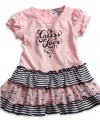 GUESS Kids Girls Three-Tiered Ruffle Dress with Bloomers , LIGHT PINK (12M)