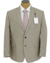 Calvin Klein Mens Taupe Pinstripe Slim Fit Linen Suit