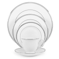 Double bands of platinum set in a distinctive Lenox pattern are an elegant accompaniment to your favorite recipes.