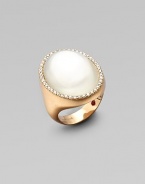 Luminous crystal cast over mother of pearl is richly framed in diamonds and set in 18k rose gold.Diamonds, .42 tcw Mother of pearl, crystal 18k rose gold Length, about 1 Made in Italy