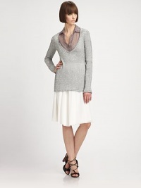 This soft knit with an abstract print is an easy way to give any outfit a boost of creative style. Plunging v-neckDropped shouldersLong sleevesAllover abstract printAbout 27 from shoulder to hem32% cotton/30% viscose/29% polyester/9% black viscoseHand washMade in USA of imported fabricModel shown is 5'10.5 (179cm) wearing US size Small. This soft knit with an abstract print is an easy way to give any outfit a boost of creative style. Plunging v-neckDropped shouldersLong sleevesAllover abstract printAbout 27 from shoulder to hem32% cotton/30% viscose/29% polyester/9% black viscoseHand washMade in USA of imported fabricModel shown is 5'10.5 (179cm) wearing US size Small.