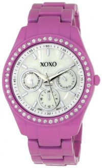 XOXO Women's XO5303A Rhinestone Accent Fuchsia Enamel Bracelet Watch XOXO Women's XO5303A Rhinestone Accent Fuchsia Enamel Bracelet Watch