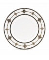 Echoing the style of the sophisticated art deco era, the Vintage Jewel Accent Plate from Lenox's dinnerware and dishes collection evokes a more gracious time. The eclectic look combines pure white bone china with an elegant design in muted metallics.