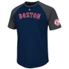 MLB Boston Red Sox Big Leaguer Fashion Crew Neck Ringer T-Shirt, Navy Heather/Charcoal Heather