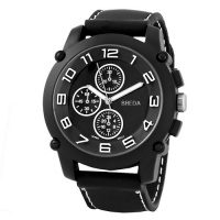 Breda Men's 8135-black Colton Black Bezel White Accented Silicone Band Watch