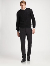 A timeless, tailored pant in a straight-fitting stretch wool blend, shaped with a slimmer leg for a modern finish.Flat-front styleSide slash, back welt pocketsInseam, about 3360% virgin wool/39% polyester/1% elastaneDry cleanMade in Italy A timeless, tailored pant in a straight-fitting stretch wool blend, shaped with a slimmer leg for a modern finish.Flat-front styleSide slash, back welt pocketsInseam, about 3360% virgin wool/39% polyester/1% elastaneDry cleanMade in Italy