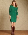 Create an on-trend textural look with Tommy Hilfiger's cable-knit sweater dress, complete with nubby bobbles.