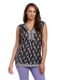 Jones New York Women's Plus-Size V-Neck Sleeveless Mixed Media Jones New York Women's Plus-Size V-Neck Sleeveless Mixed Media