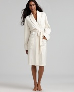 Wrap yourself in a luxuriously soft robe with a quilted shawl collar and cuffs.