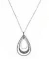 Dabble in the intricacies of perfect style. This exquisite pendant by Judith Jack features three cut-out teardrops decorated in glittering marcasite and crystal. Set in sterling silver. Approximate length: 16 inches. Approximate drop: 1-3/8 inches.