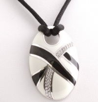 New ROBERTO COIN 18K White Gold Pave Diamond Enamel Necklace New ROBERTO COIN 18K White Gold Pave Diamond Enamel Necklace