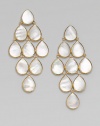 From the Polished Rock Candy Collection. This beautiful design features a cascade of shimmery mother-of-pearl cabochons set in radiant 18k gold. Mother-of-pearl18k goldDrop, about 2½Post backImported 