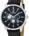 K&BROS Men's 9438-1 Steel Silver-tone Chronograph Black Leather Watch