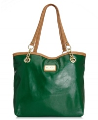 Take center stage with this captivating carryall from Mark Fisher that gives a stellar performance. Super spacious, pocket-lined and adorned with gleaming hardware, it's the ultimate attention-getter. Take center stage with this captivating carryall from Mark Fisher that gives a stellar performance. Super spacious, pocket-lined and adorned with gleaming hardware, it's the ultimate attention-getter.