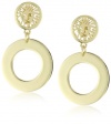 Anne Klein Gold-Tone Plated Logo Doorknocker Clip Earrings