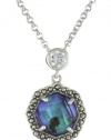 Judith Jack Blue Maldives Sterling Silver, Blue Abalone and  Swarovski  Marcasite Pendant Necklace