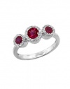Effy Jewlery Gemma Diamond and Ruby Ring in 14k White Gold, .98 TCW Ring size 7