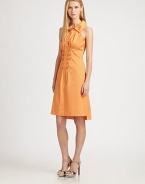 Intricate pleats adorn the front of this shirtdress, complementing its modern hi-lo hem and classic princess seams offering a flattering fit.Collar neckSleevelessButton placketHi-lo hemBack Princess seamsAbout 22 from natural waist67% cotton/28% polyester/5% elastaneDry cleanImported Model shown is 5'10½ (179cm) wearing US size 4. 