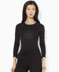 Lauren by Ralph Lauren's long-sleeved cotton tee is given a luxurious update, finished with an embroidered and beaded crest at the front. (Clearance) Lauren by Ralph Lauren's long-sleeved cotton tee is given a luxurious update, finished with an embroidered and beaded crest at the front. (Clearance)