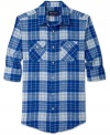 Put some stylish flannel into your winter rotation with this American Rag plaid shirt.