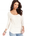 Lace details add delicate sweetness to this all-white Lucky Brand Jeans top -- perfectly paired with denim!