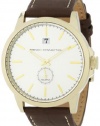 French Connection Men's FC1002G Brown Leather Strap Gold-tone Stainless Steel Watch