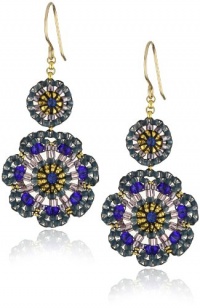 Miguel Ases Blue Quartz and Swarovski Flower Station Drop Earrings Miguel Ases Blue Quartz and Swarovski Flower Station Drop Earrings