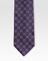 Signature GG pattern woven in superior Italian silk.About 3.1 wideSilkDry cleanMade in Italy