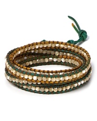 A mash-up of materials, tone and textures, Chan Luu's leather wrap is an eclectic essential. Wear this stone-encrusted style to brand a boldly bohemian look. A mash-up of materials, tone and textures, Chan Luu's leather wrap is an eclectic essential. Wear this stone-encrusted style to brand a boldly bohemian look.