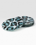 Everyday occasions take on a fashionable edge with these vivid glass coasters featuring one of Diane's iconic prints. Set of 4 Glass 4 diam. Hand wash Imported 