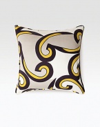 Elegant abstract pattern in graphite with touches of soft metallic gold on lustrous cotton sateen.20 squareCottonMachine washImported