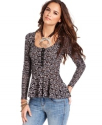 Floral lace and a peplum hem makes this Free People top an oh-so flirty pick for pairing with denim! Floral lace and a peplum hem makes this Free People top an oh-so flirty pick for pairing with denim!