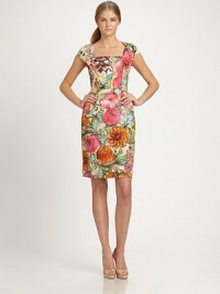 Sketched florals lend a vibrant aesthetic to this shapely cotton sheath dress.Square necklineCap sleevesBodice dartsSet-in waistCenter back zipperVented back hemAbout 19 from natural waistCottonDry cleanMade in USA of Italian fabricModel shown is 5'11 (180cm) wearing US size 4. Sketched florals lend a vibrant aesthetic to this shapely cotton sheath dress.Square necklineCap sleevesBodice dartsSet-in waistCenter back zipperVented back hemAbout 19 from natural waistCottonDry cleanMade in USA of Italian fabricModel shown is 5'11 (180cm) wearing US size 4.