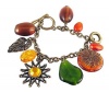 Bracelet - Assorted Beads and Sun Charm - Charm Style ~ Antique Gold Tone (FB79)