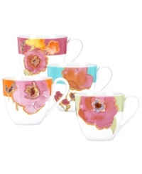 Mixing Impressionistic blooms and exciting colors, Lenox Floral Fusion cafe cups offer a modern look for the classic at heart. Gold tones highlight a variety of blossoms, contrasting bold bands on everyday porcelain. Mixing Impressionistic blooms and exciting colors, Lenox Floral Fusion cafe cups offer a modern look for the classic at heart. Gold tones highlight a variety of blossoms, contrasting bold bands on everyday porcelain.