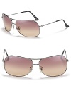Get set for summer with the flash of Ray-Ban's square wrap aviator sunglasses. Adjustable nose pads to help secure fit.