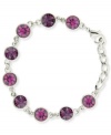 Mix and match with color! Eye-catching czech stones in fuchsia make 2028's link bracelet a hot piece for the season. Set in silver tone mixed metal. Approximate length: 7-1/4 inches + 1/2-inch extender.