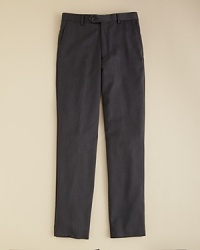 Build his dressier wardrobe from the bottom up. This handsome gray dress pant cuts a classic silhouette in soft worsted wool. Build his dressier wardrobe from the bottom up. This handsome gray dress pant cuts a classic silhouette in soft worsted wool.