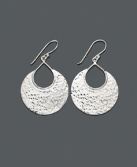 You'll be an instant fan. These textured earrings by Unwritten feature a cut-out design in sleek sterling silver. Approximate diameter: 1-3/4 inches. You'll be an instant fan. These textured earrings by Unwritten feature a cut-out design in sleek sterling silver. Approximate diameter: 1-3/4 inches.