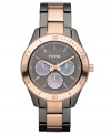 Smoky hues and warm rose tones create a unique blend on this precise chronograph Stella watch from Fossil.