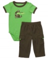 He will be everyone's big guy in this 2 piece combination bodysuit and pant set with embroidery and applique details by Carter's. Bodysuit has snaps leg openings for easy changes.