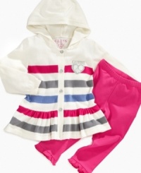 See how she shines. Her personality will sparkle in this standout striped sweater and legging set from Guess. See how she shines. Her personality will sparkle in this standout striped sweater and legging set from Guess.