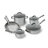 Constructed of durable stainless steel with impact-bonded aluminum bases for even heating, this sturdy assortment of pots and pans feature stay-cool handles for comfortable carrying and clean up easily in the dishwasher.