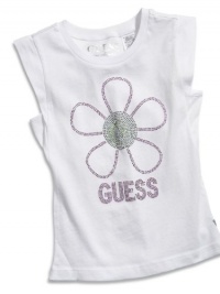 GUESS Kids Girls Little Girl Graphic Flower Top, WHITE (6X) GUESS Kids Girls Little Girl Graphic Flower Top, WHITE (6X)