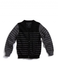 GUESS Kids Boys Little Boy Colorblock Stripe Cardigan, STRIPE (5/6) GUESS Kids Boys Little Boy Colorblock Stripe Cardigan, STRIPE (5/6)
