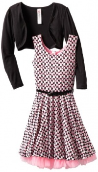 Beautees Girls 7-16 Honeycomb Print With Shrug, Candy Pink, Medium Beautees Girls 7-16 Honeycomb Print With Shrug, Candy Pink, Medium