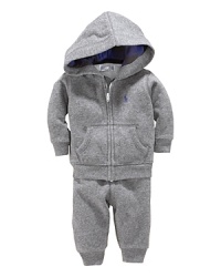 Rendered in luxuriously soft cotton, a hooded sweatshirt and matching athletic pant provide the perfect pairing for lounge or play. Rendered in luxuriously soft cotton, a hooded sweatshirt and matching athletic pant provide the perfect pairing for lounge or play.