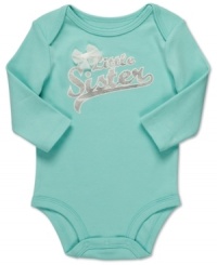 She'll be as angelic as little sisters should be in this sweet bodysuit from Carter's.