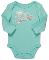 She'll be as angelic as little sisters should be in this sweet bodysuit from Carter's. She'll be as angelic as little sisters should be in this sweet bodysuit from Carter's.